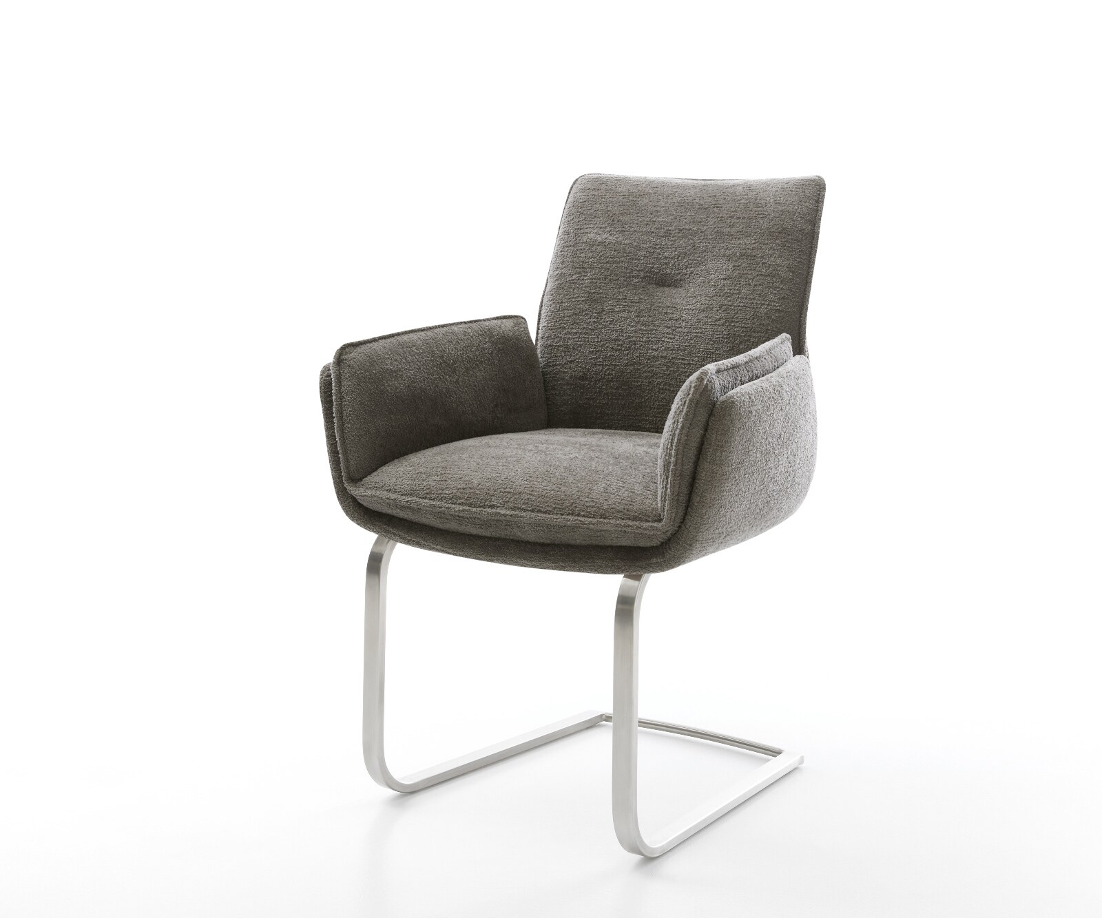 Freischwinger Nela-Flex Bouclé Soft Schlamm Freischwinger flach Edelstahl 1