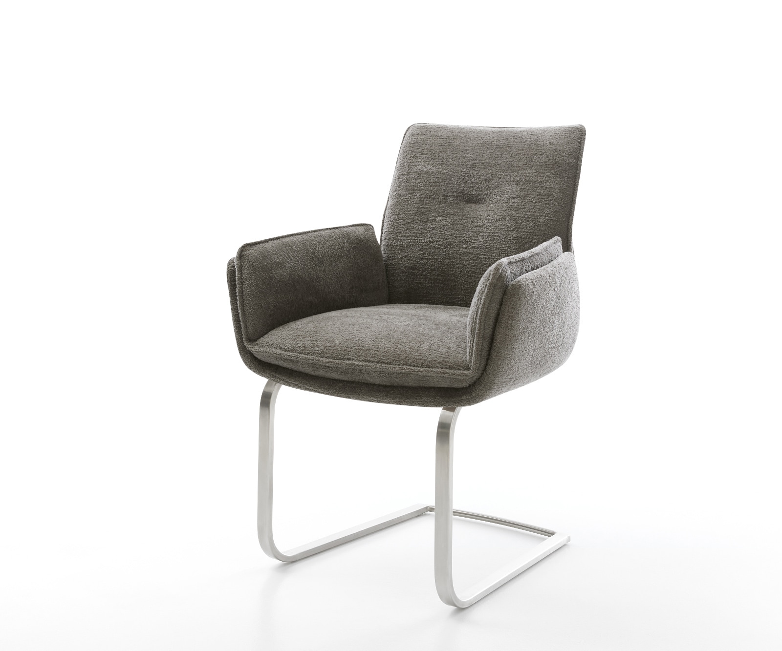 Freischwinger Nela-Flex Bouclé Soft Schlamm Freischwinger flach Edelstahl