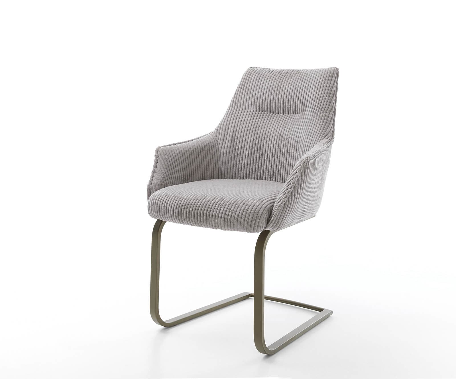 Freischwinger Alja-Flex mit Armlehnen Cord Silbergrau Freischwinger flach Effektfinish Titan Taschenfederkern