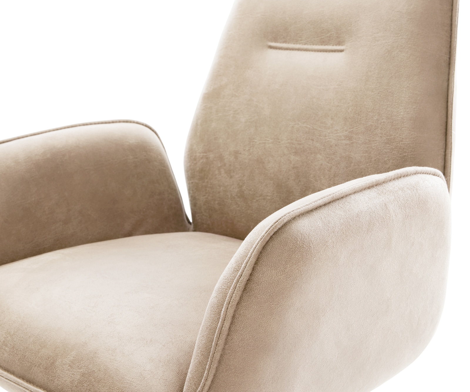 Drehstuhl Clea-Flex Mikrofaser Taupe Vintage Holzgestell kantig Natur 360° drehbar 4