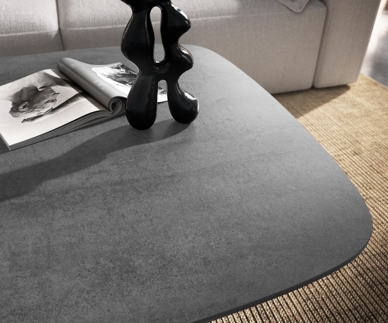 Couchtisch Edge Boot 90x90 cm Keramik Beton Grau Borna Effektfinish Titan 5