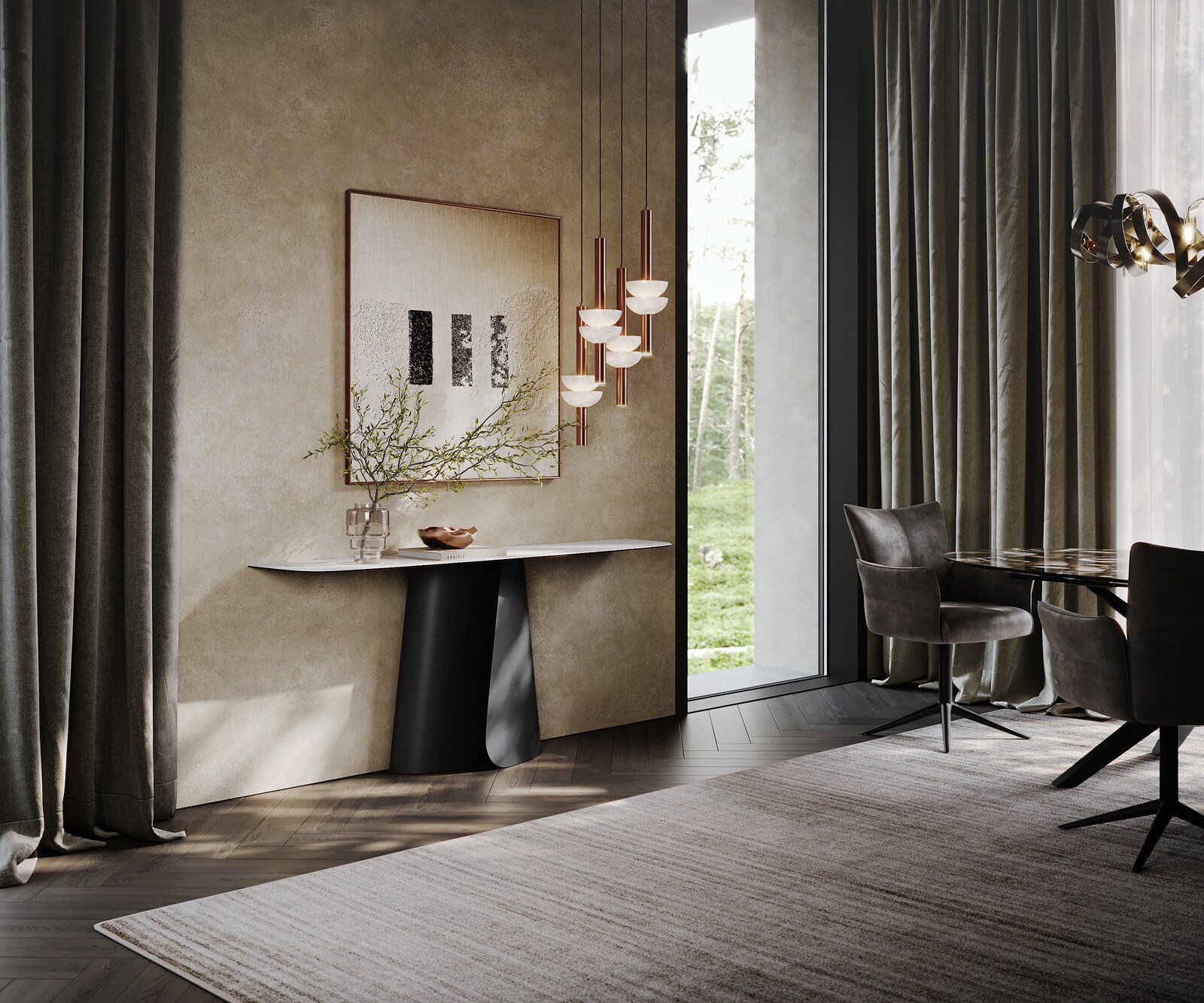 Konsolentisch Edge Boot 180x40 cm Keramik Laminam® Statuarietto Weiß Livos Metall Schwarz 6