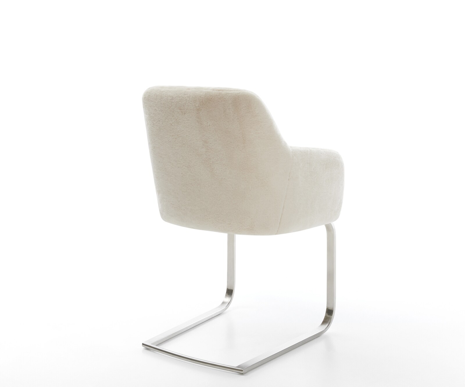 Freischwinger Greg-Flex Plüsch Creme-Weiß Freischwinger flach Edelstahl Taschenfederkern 5