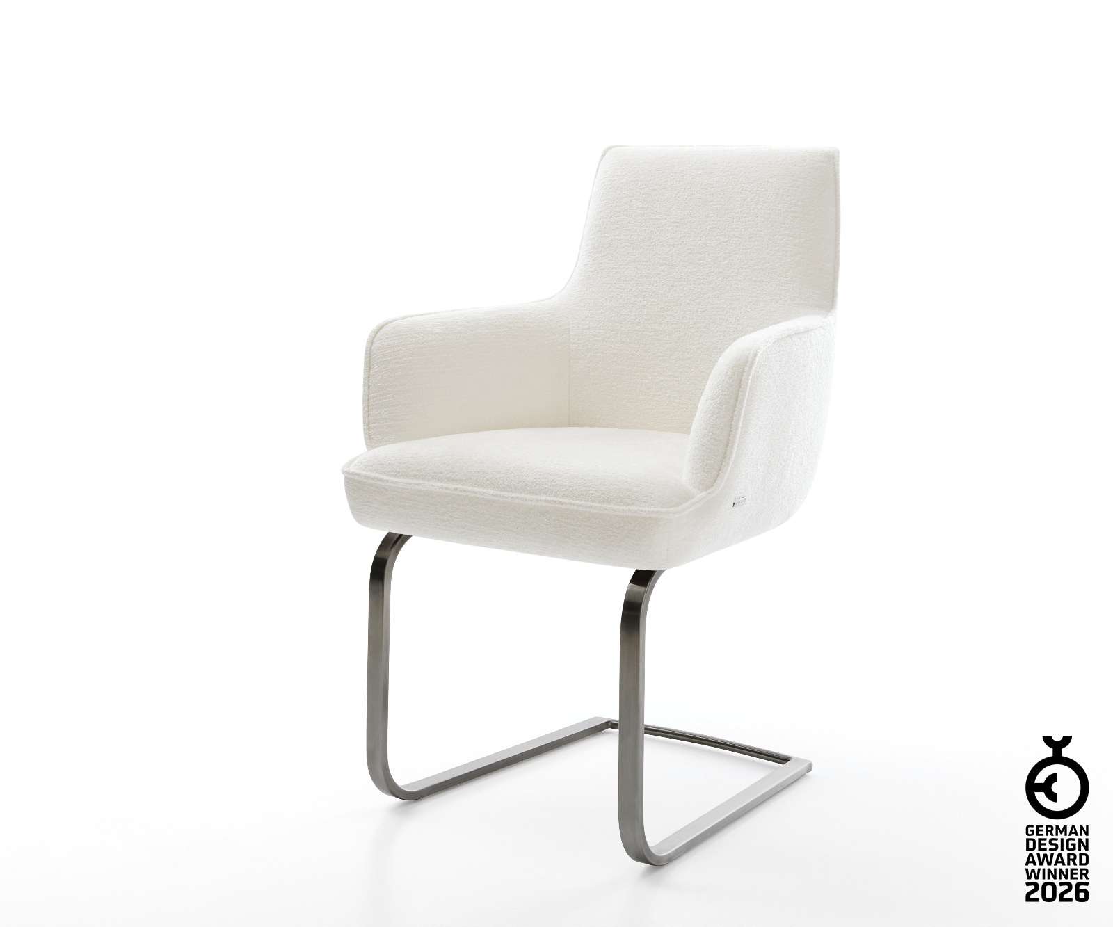 Freischwinger Heira-Flex mit Armlehnen Bouclé Soft Beige Freischwinger flach Graphit Taschenfederkern