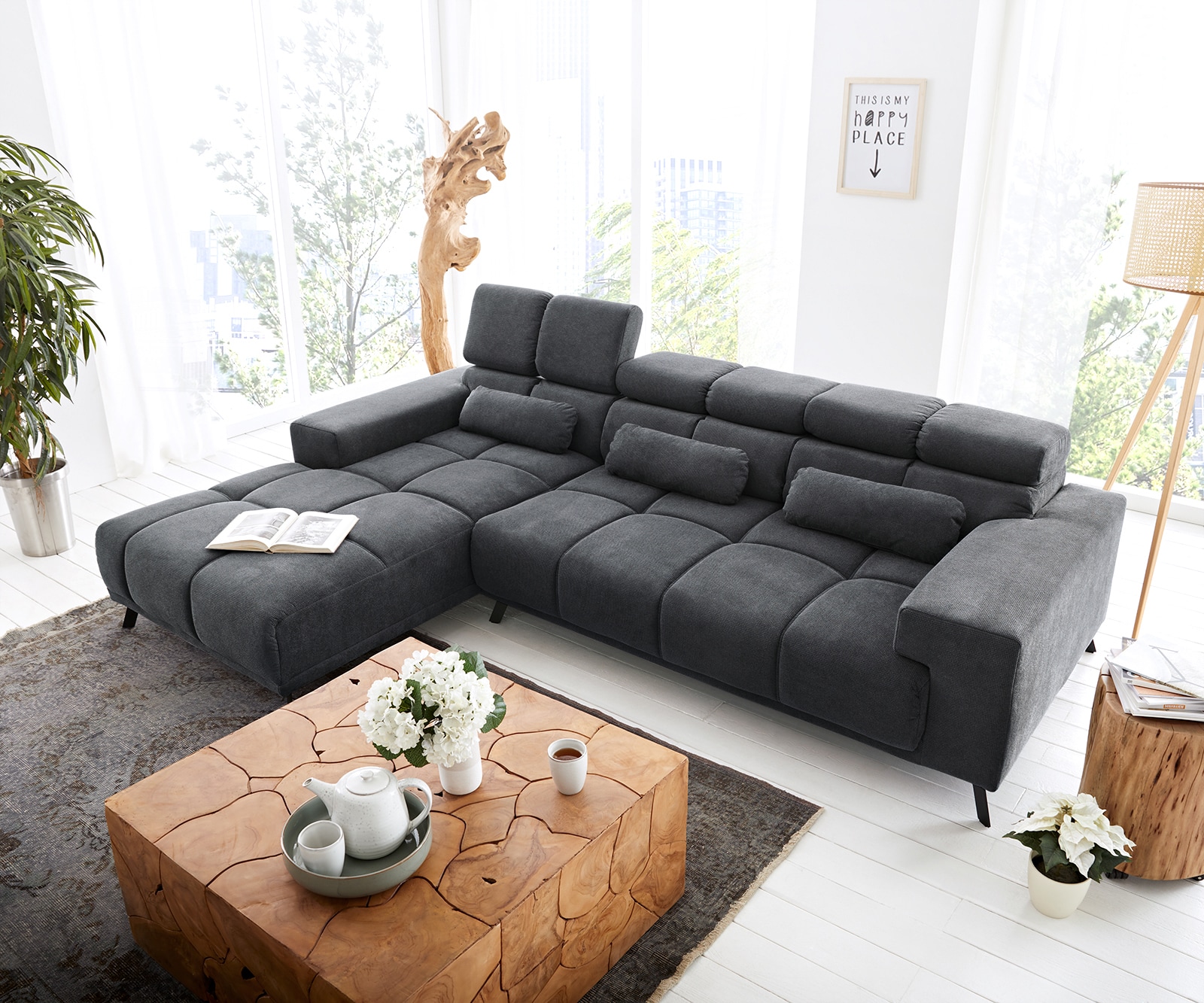 Ecksofa Ordino 285x200 Mikrofaser Schwarz Ottomane links elektrische Sitztiefenverstellung 3 Ecksofa Ordino 285x200 Mikrofaser Schwarz Ottomane links elektrische Sitztiefenverstellung 3
