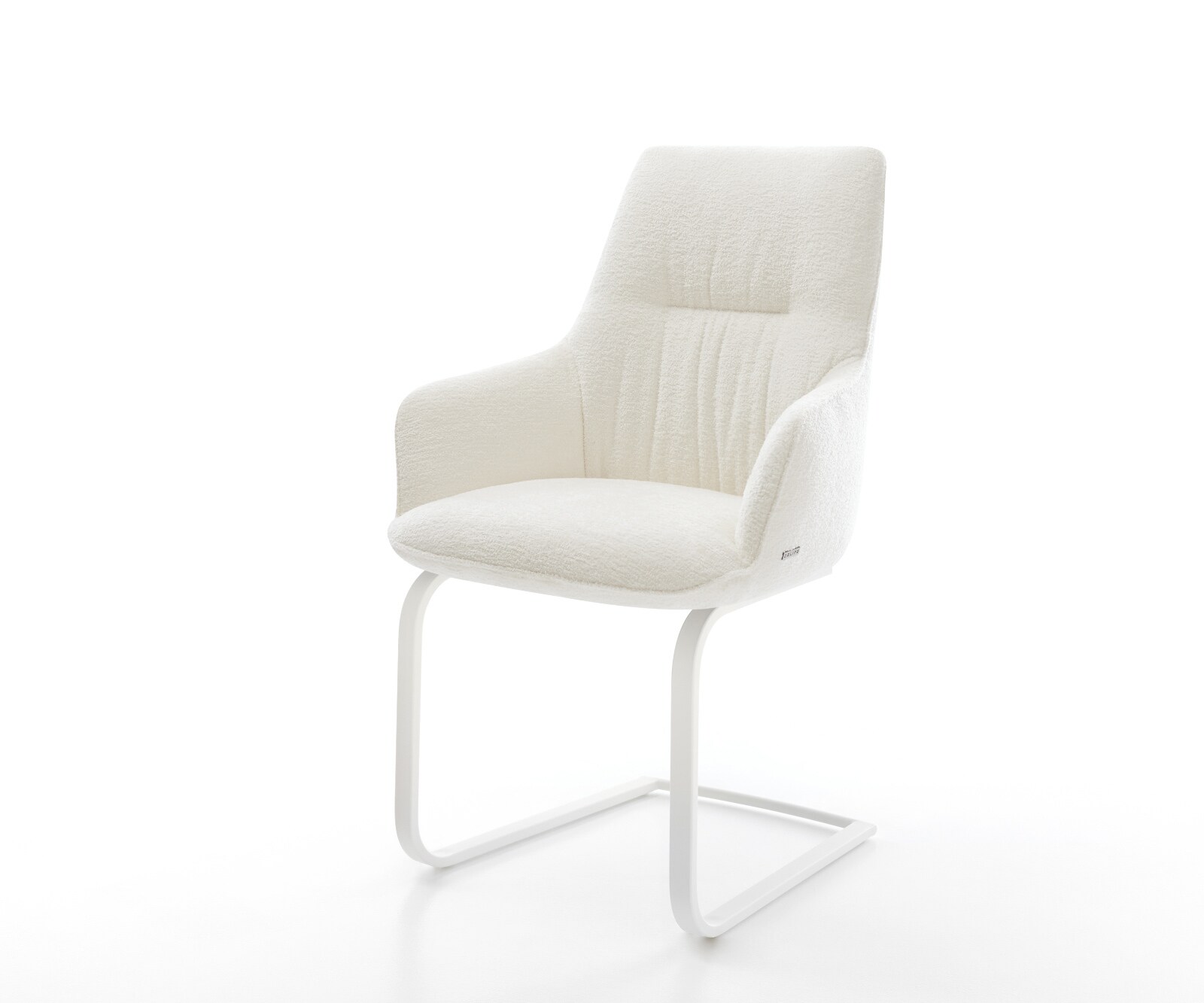 Freischwinger Zelia-Flex mit Armlehnen Bouclé Soft Beige Freischwinger flach Weiß Taschenfederkern 1