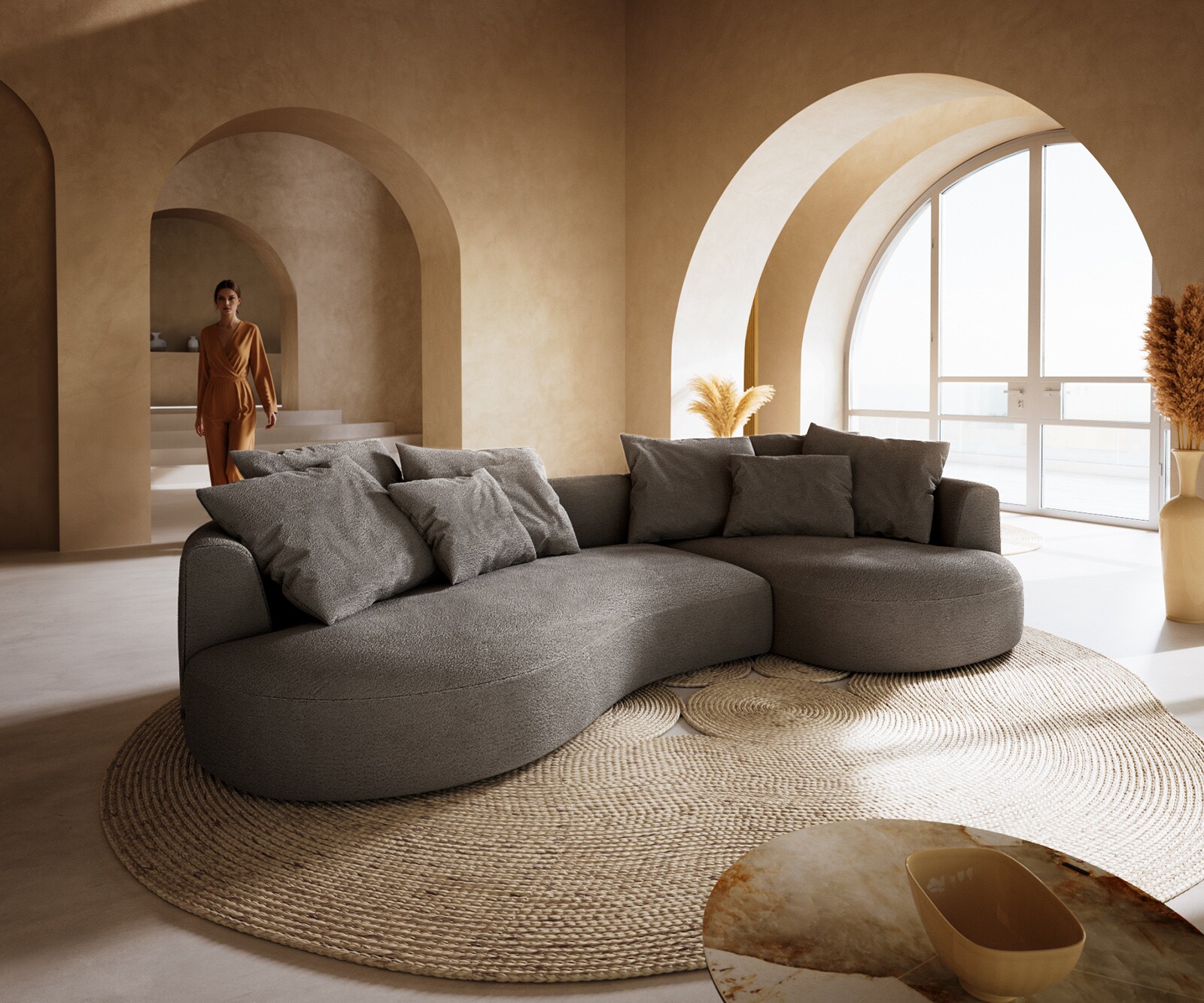 Big-Sofa Edina 330x170 cm Bouclé Soft Schlamm