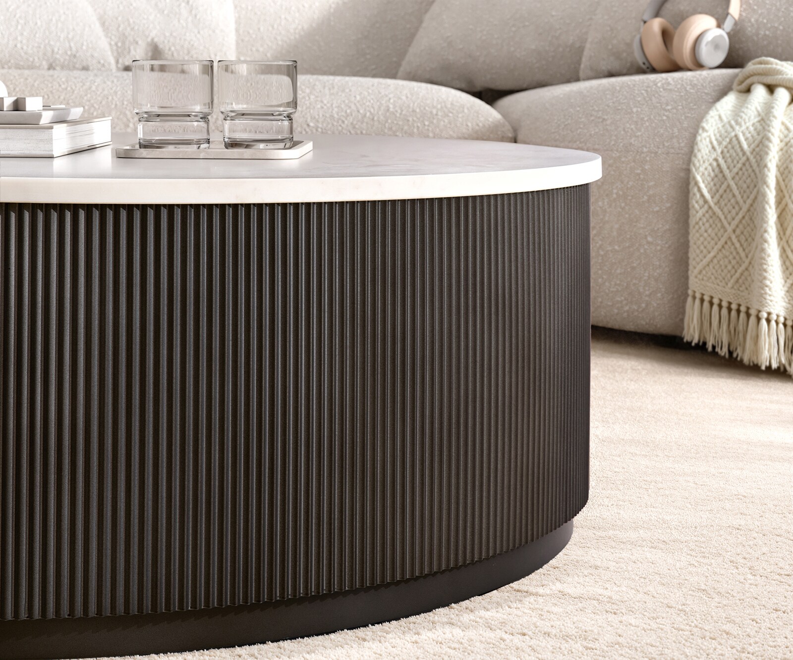 Couchtisch Fiorano 90x90 cm Marmor Weiß Metall Black Antique 2