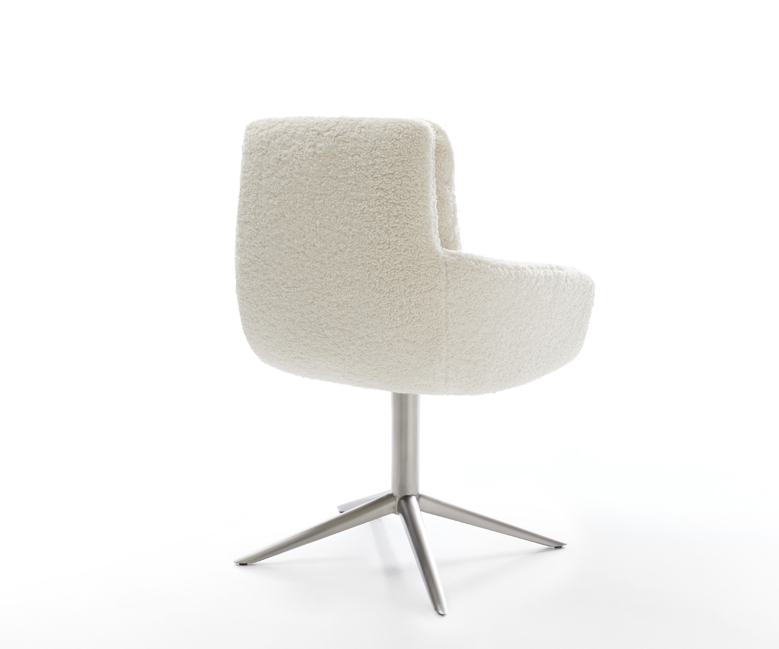Drehstuhl Abelia-Flex mit Armlehnen Teddystoff Beige Fußkreuz Edelstahl 360° drehbar Wippfunktion 4