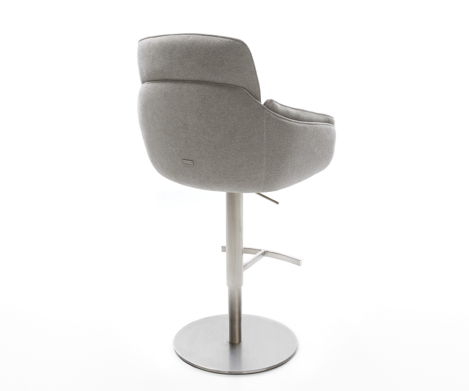 Barstuhl Luan-Flex Strukturstoff Soft Grau Drehfuß höhenverstellbar Edelstahl Silberfarben 4