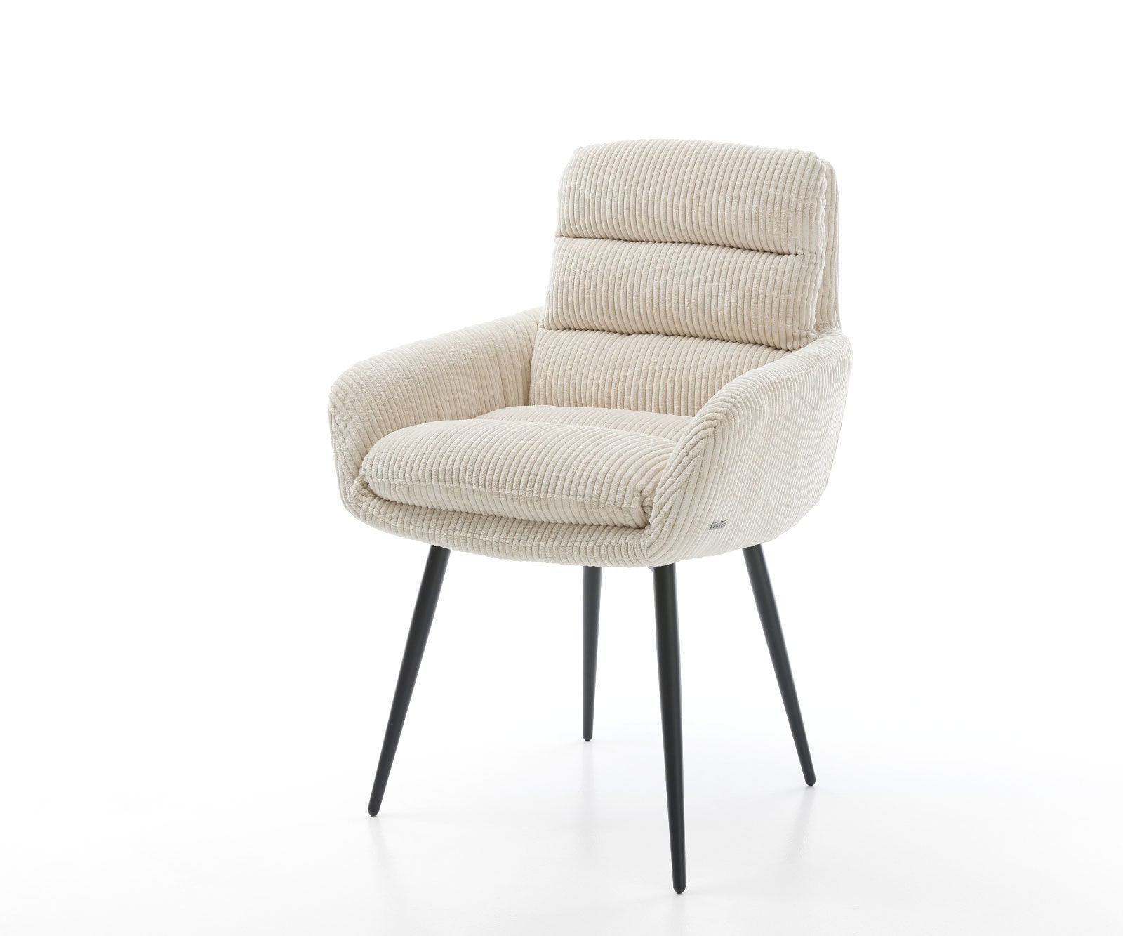 Esszimmerstuhl Abelia-Flex mit Armlehnen Cord Beige 4-Fuß konisch Schwarz günstig online kaufen