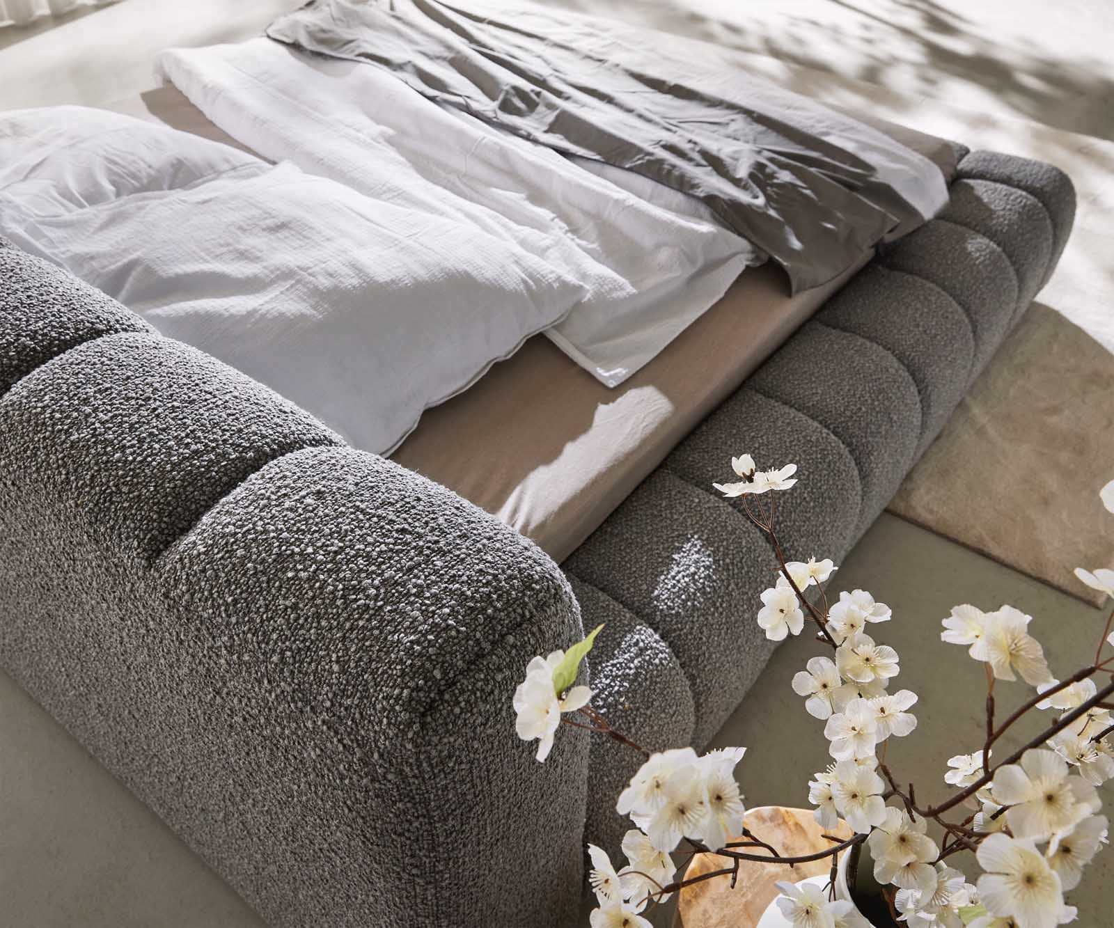 Polsterbettgestell Cutio 140x200 cm Bouclé Silbergrau 7