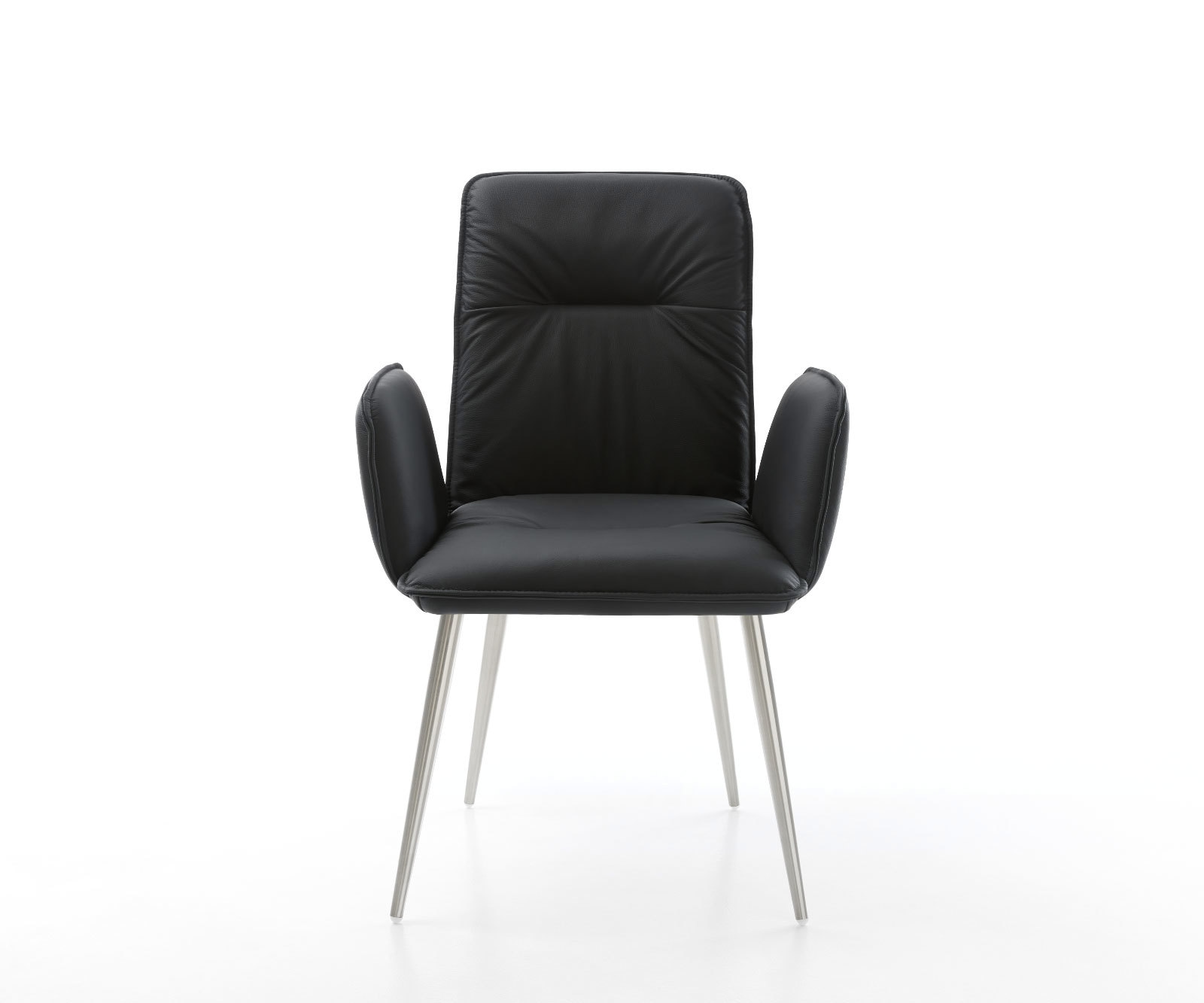 Esszimmerstuhl Vinja-Flex Echt-Leder Schwarz 4-Fuß konisch Edelstahl 1 Esszimmerstuhl Vinja-Flex Echt-Leder Schwarz 4-Fuß konisch Edelstahl 1