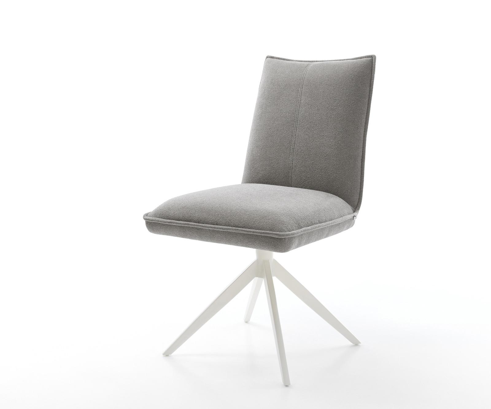 Drehstuhl Lelio-Flex Strukturstoff Soft Grau Kreuzgestell breit Weiß 360° drehbar Wippfunktion Taschenfederkern