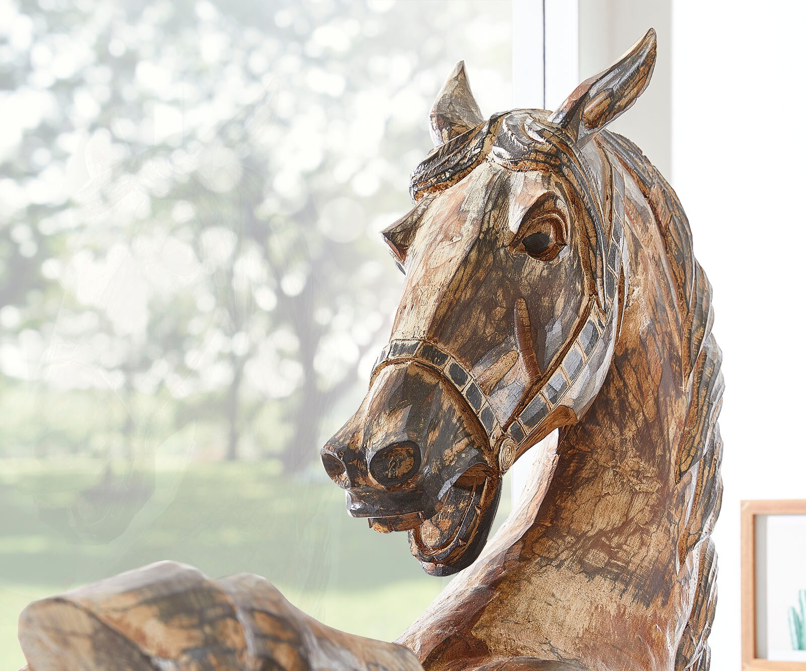 Dekoobjekt Pferd Albasia Holz antik 160cm 1 Dekoobjekt Pferd Albasia Holz antik 160cm 1