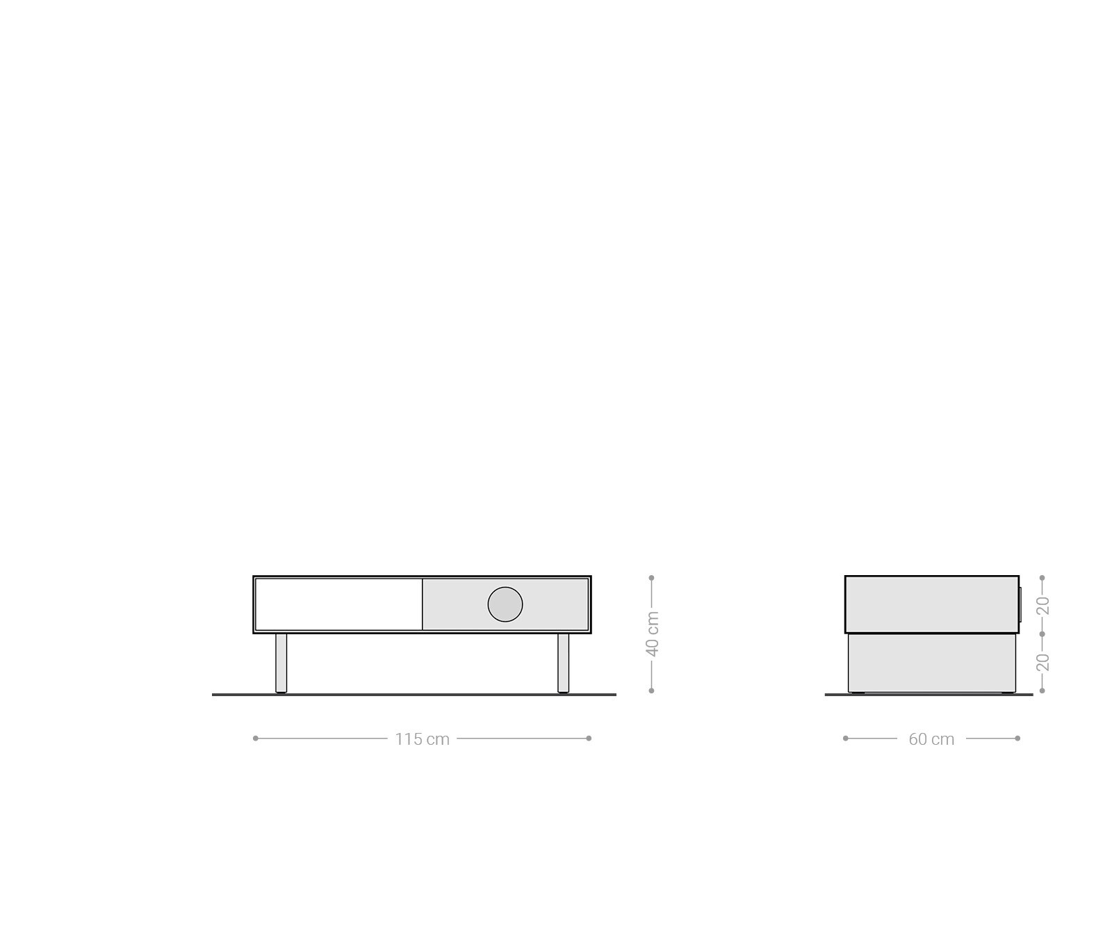 Couchtisch Surimu 115x60 cm Akazie Hellbraun 2 Schubladen Kork-Griff Holzfüße 8