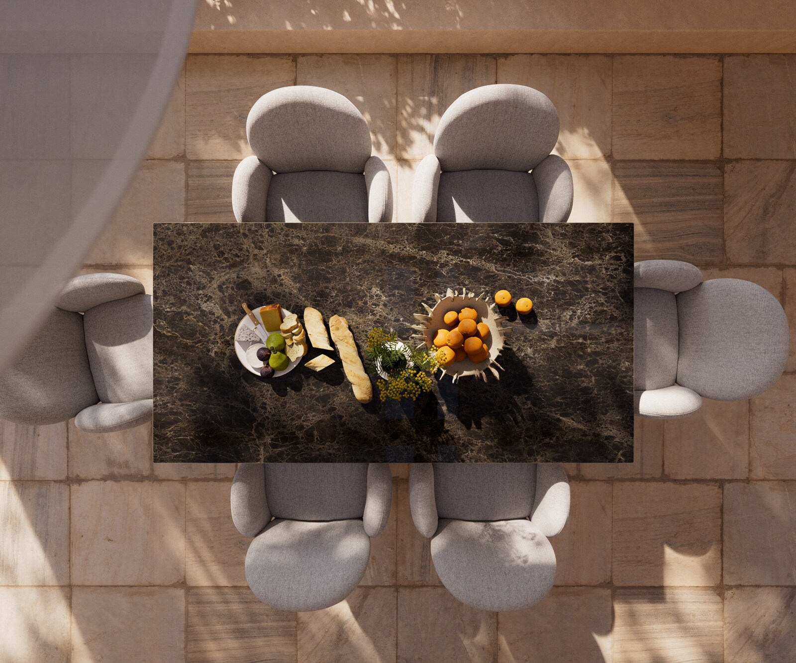 Outdoortisch Edge 200x100 cm Keramik Laminam® Emperador Extra Lucidato Dunkelbraun Kreuzgestell Rechteck Schwarz 5