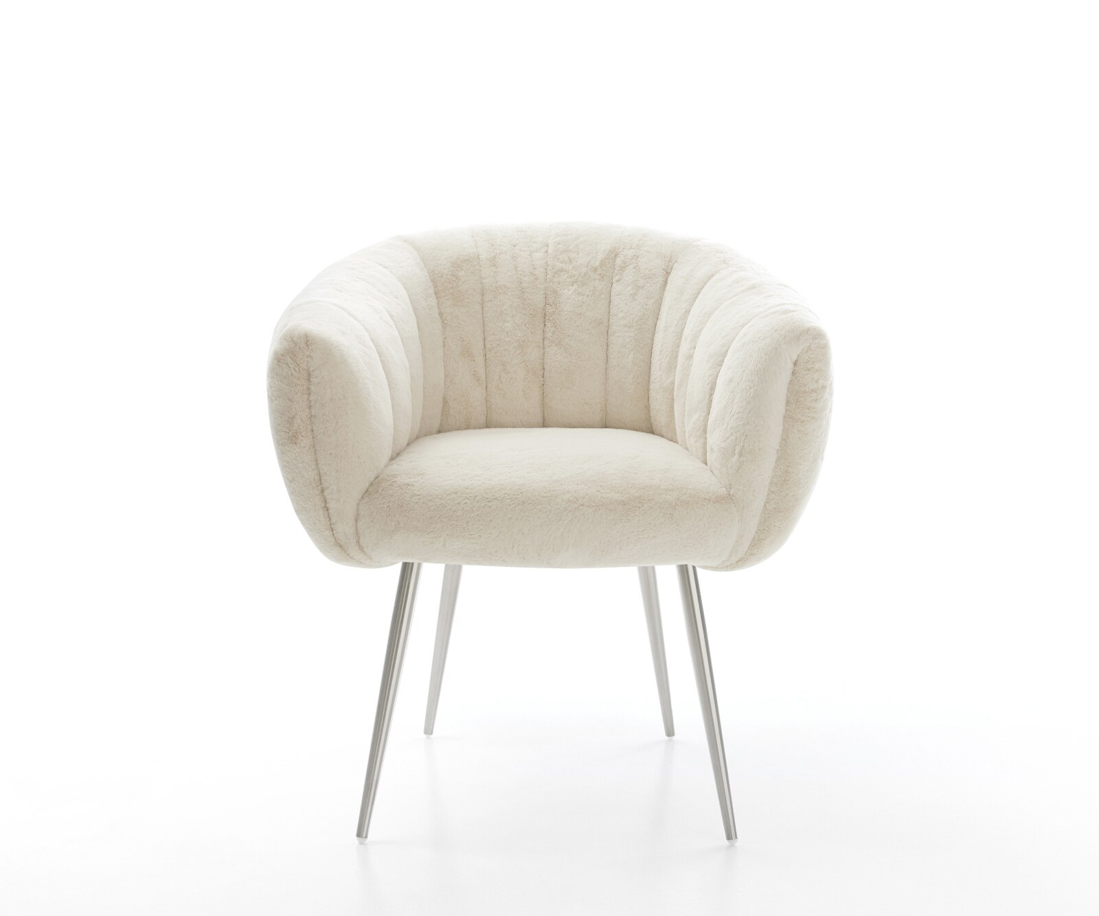 Esszimmerstuhl Jada-Flex Plüsch Creme-Weiß 4-Fuß konisch Edelstahl Taschenfederkern 1