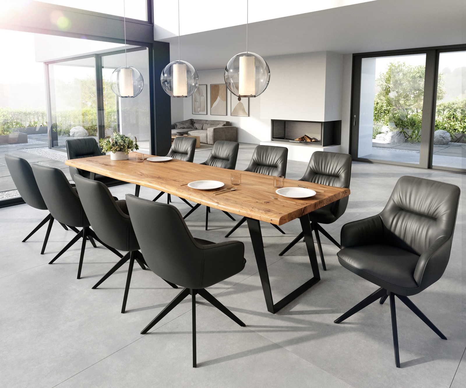 Esszimmerstuhl Zelia-Flex mit Armlehnen Echt-Leder Schwarz Kreuzgestell breit Schwarz Taschenfederkern 3 Esszimmerstuhl Zelia-Flex mit Armlehnen Echt-Leder Schwarz Kreuzgestell breit Schwarz Taschenfederkern 3