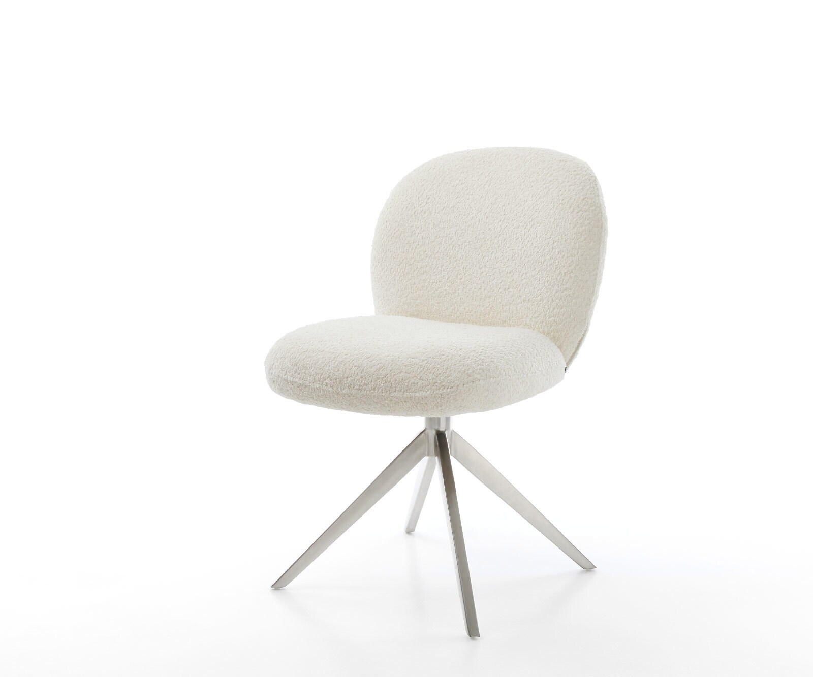 Drehstuhl Nube-Flex Bouclé Weiß Kreuzgestell breit Edelstahl 360° drehbar W günstig online kaufen