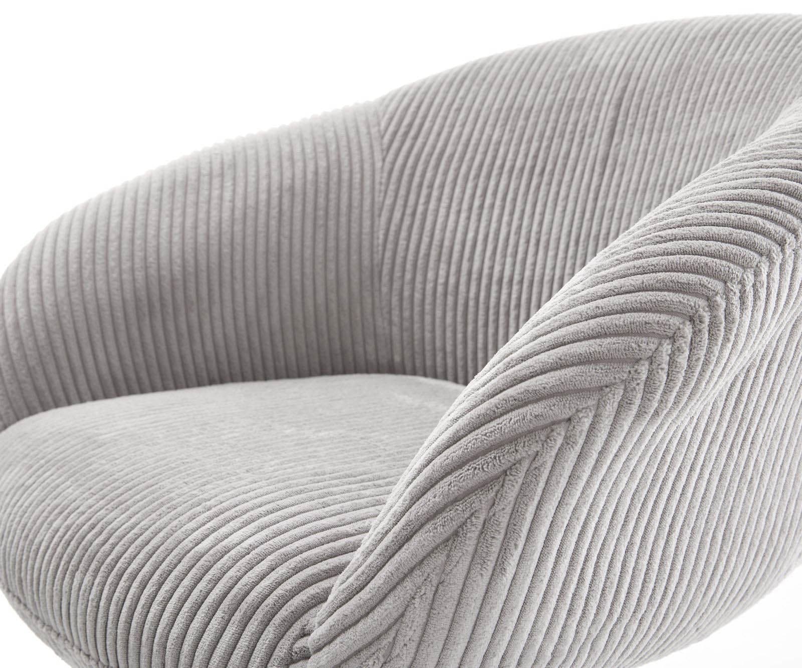 Drehstuhl Vinka-Flex mit Armlehnen Cord Silbergrau Kreuzgestell breit Effektfinish Titan 360° drehbar Taschenfederkern 4