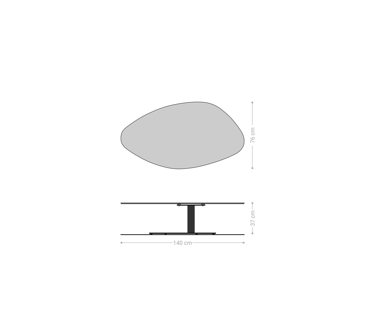 Couchtisch Edge Organisch 140x76 cm Keramik Minas Melange Vibany Metall Effektfinish Titan 6