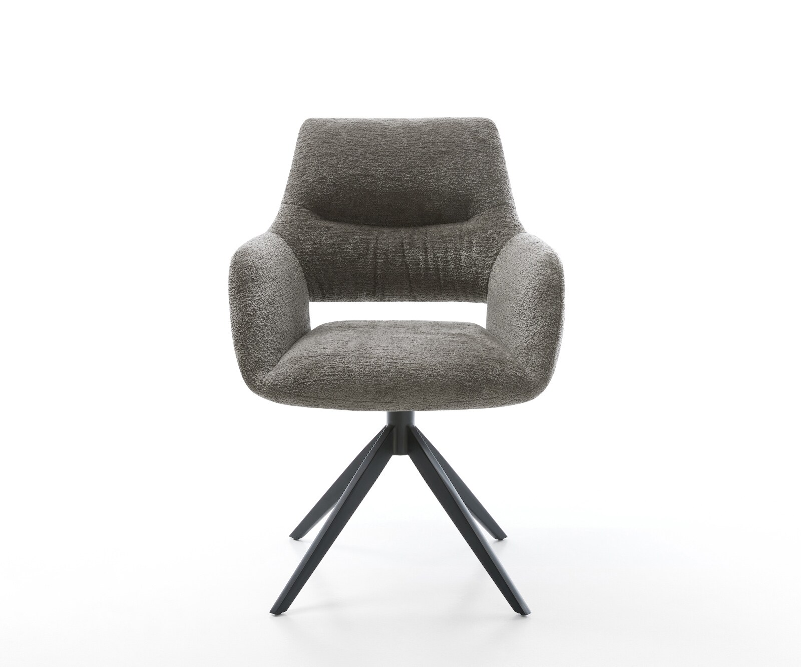 Drehstuhl Yago-Flex mit Armlehnen Bouclé Soft Schlamm Kreuzgestell breit Schwarz 360° drehbar Wippfunktion Taschenfederkern 1