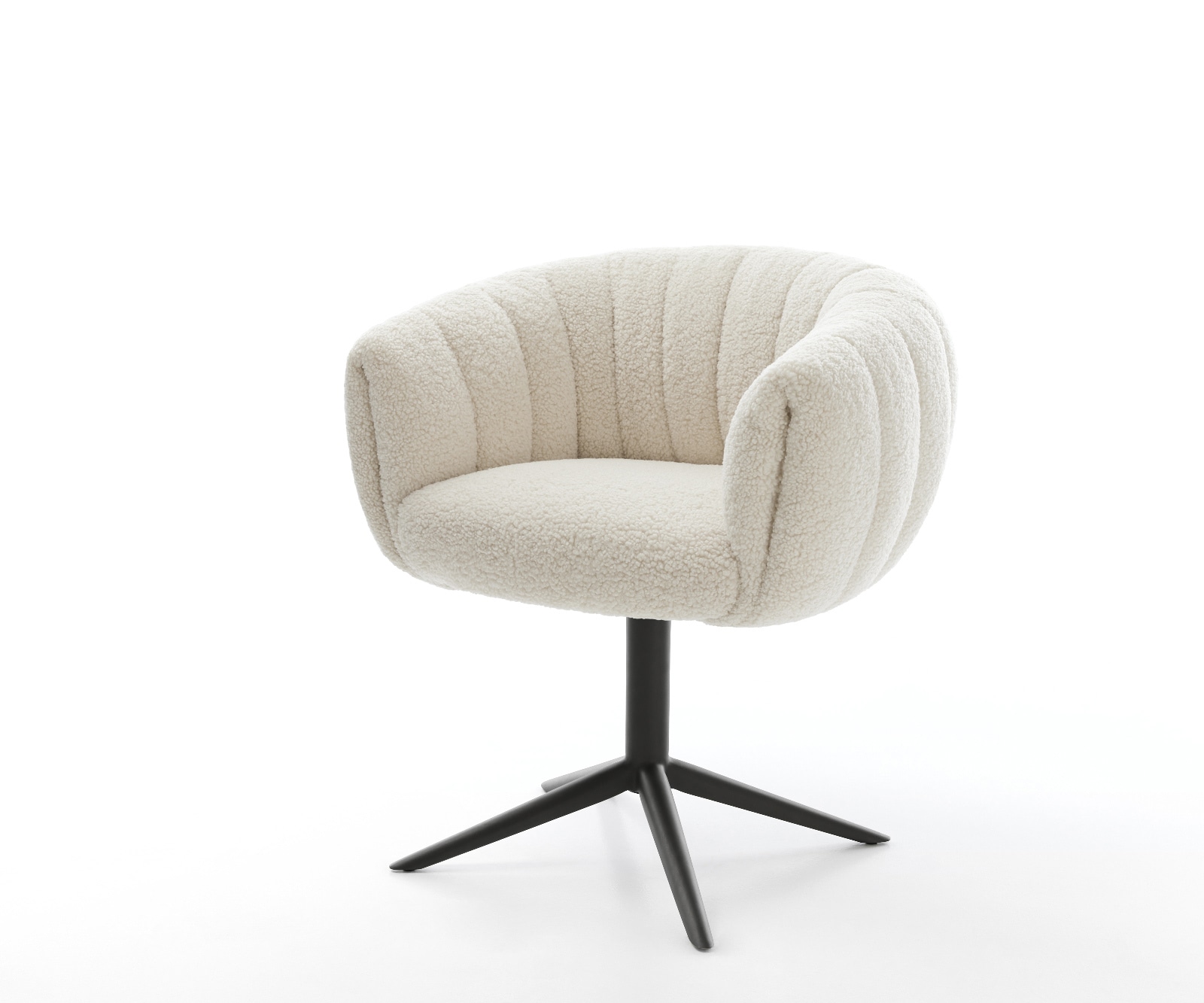 Drehstuhl Jada-Flex Teddystoff Beige Fußkreuz Schwarz 360° drehbar Wippfunk günstig online kaufen