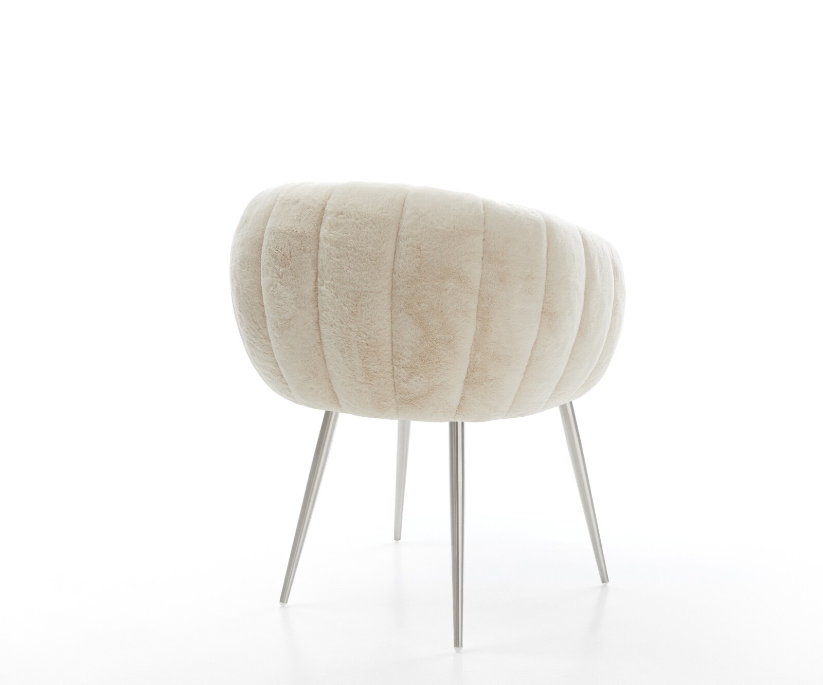 Esszimmerstuhl Jada-Flex Plüsch Creme-Weiß 4-Fuß konisch Edelstahl Taschenfederkern 4