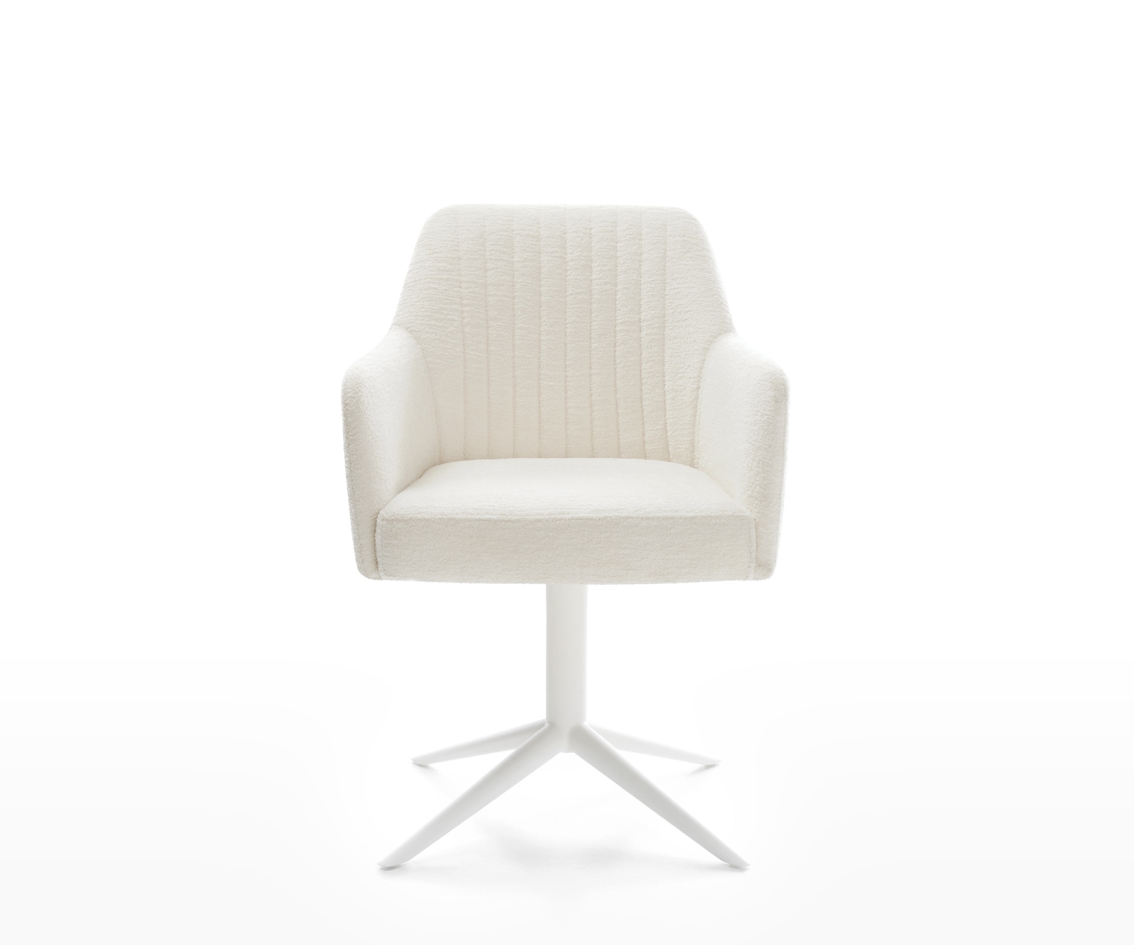 Drehstuhl Greg-Flex Bouclé Soft Beige Fußkreuz Weiß 360° drehbar Wippfunktion Taschenfederkern 2