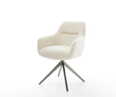 Drehstuhl Pejo-Flex Teddystoff Beige Kreuzgestell breit Graphit 360° drehbar Wippfunktion Taschenfederkern