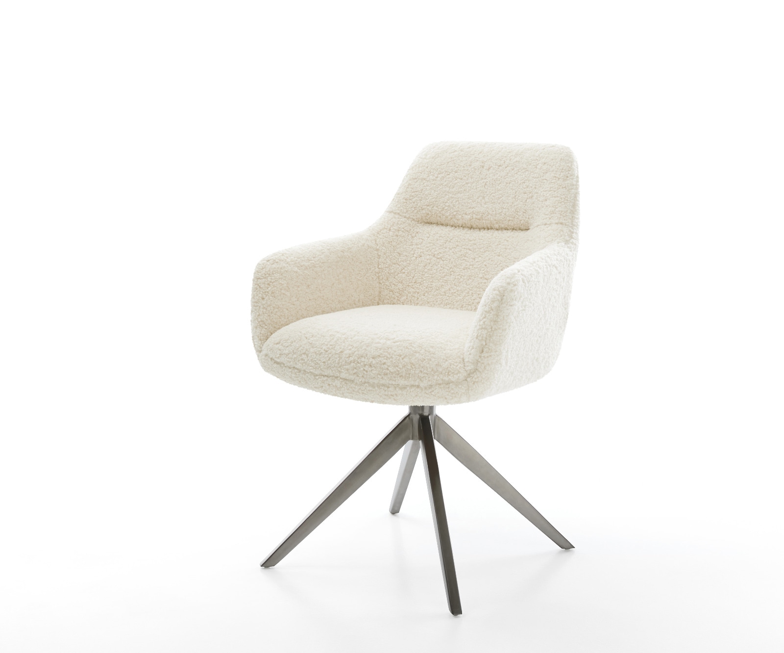 Drehstuhl Pejo-Flex Teddystoff Beige Kreuzgestell breit Graphit 360° drehbar Wippfunktion Taschenfederkern