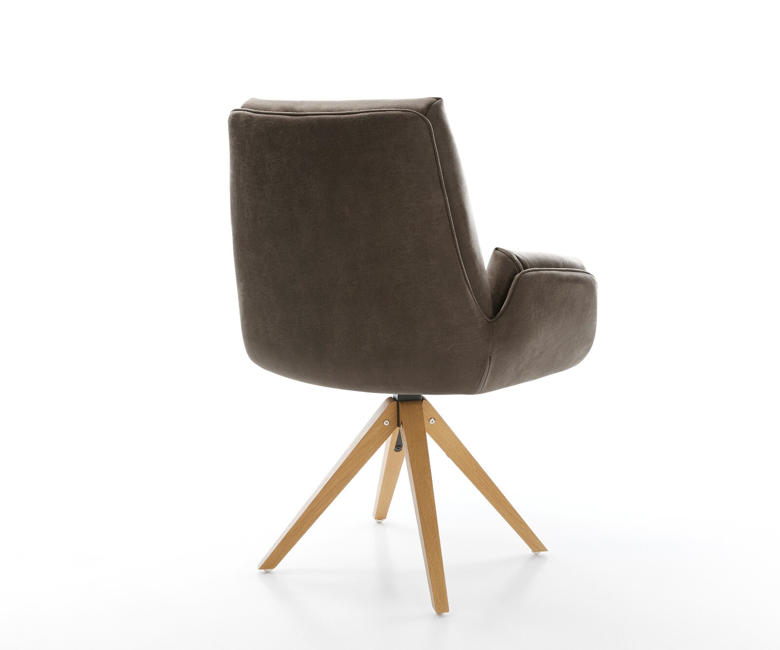 Drehstuhl Clea-Flex Mikrofaser Taupe Vintage Holzgestell kantig Natur 180° drehbar 5