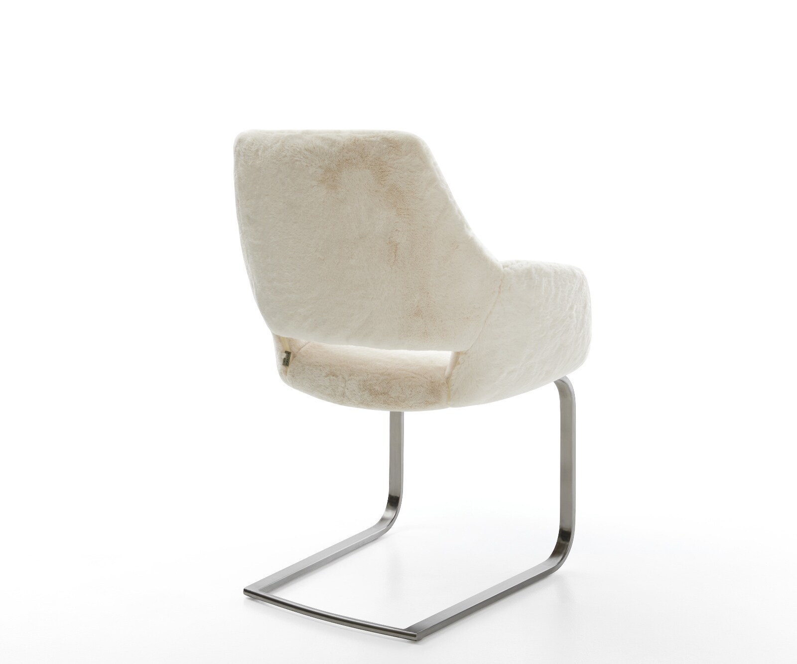 Freischwinger Yago-Flex mit Armlehnen Plüsch Creme-Weiß Freischwinger flach Graphit Taschenfederkern 5