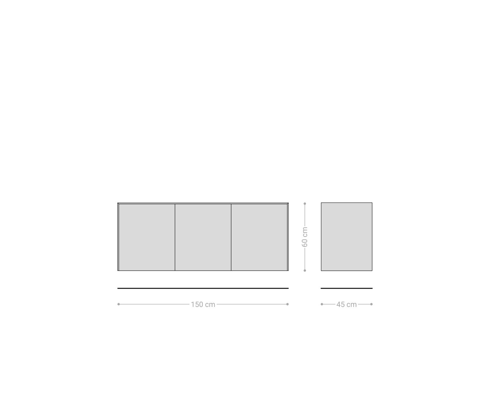 Sideboard Cuor 150 cm Keramik Laminam® Emperador Extra Lucidato Dunkelbraun 3 Türen Schwebend 8