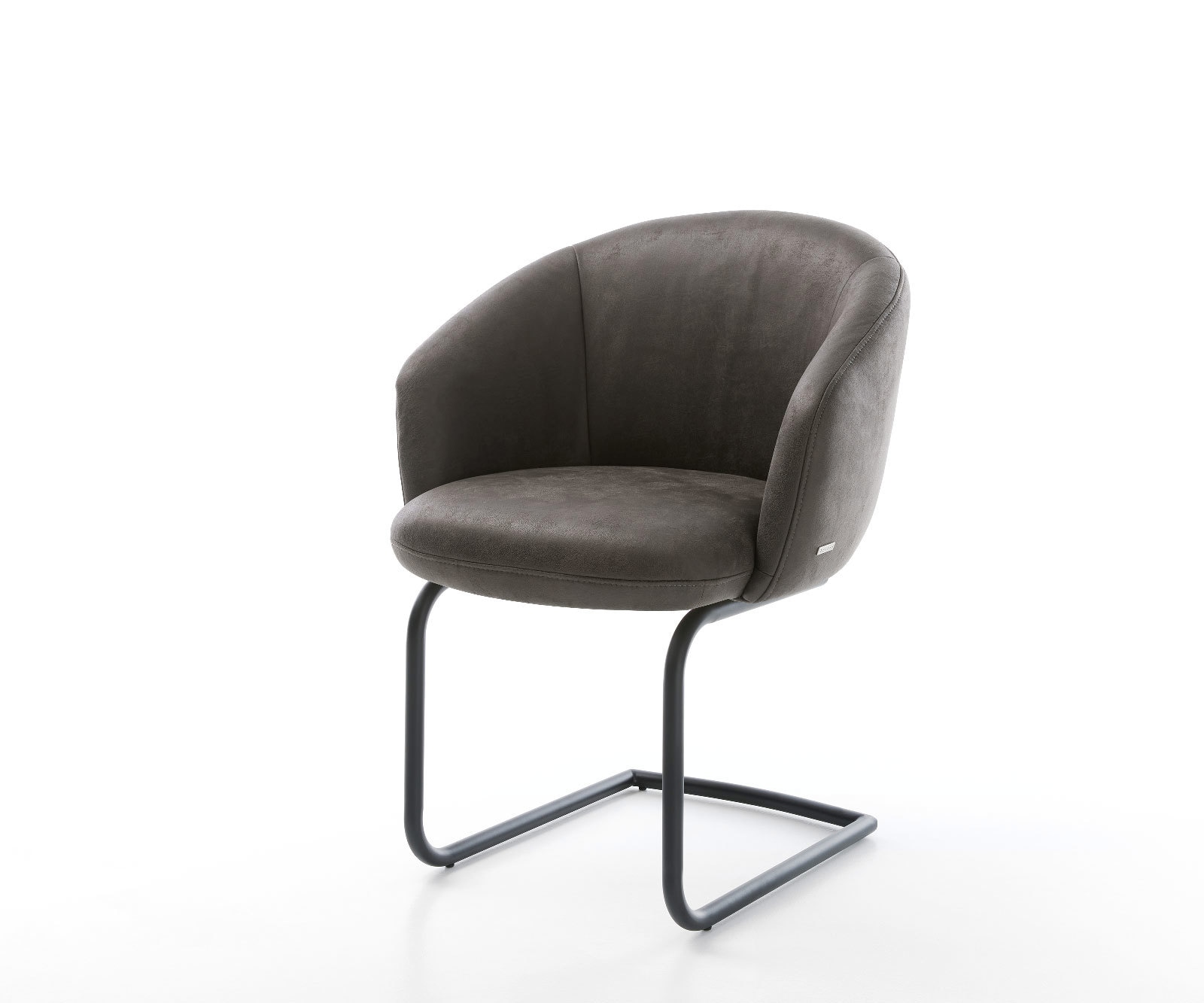 Freischwinger Caja-Flex mit Armlehnen Mikrofaser Anthrazit Vintage Freischwinger rund Schwarz Taschenfederkern 1