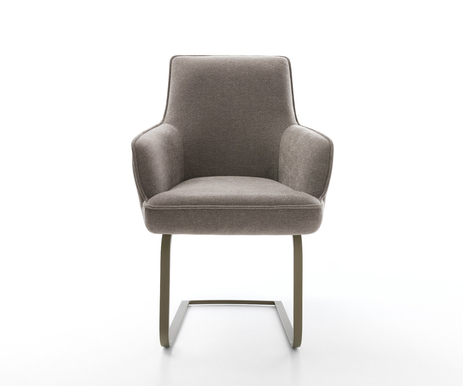 Freischwinger Heira-Flex mit Armlehnen Strukturstoff Soft Taupe Freischwinger flach Effektfinish Titan Taschenfederkern 1