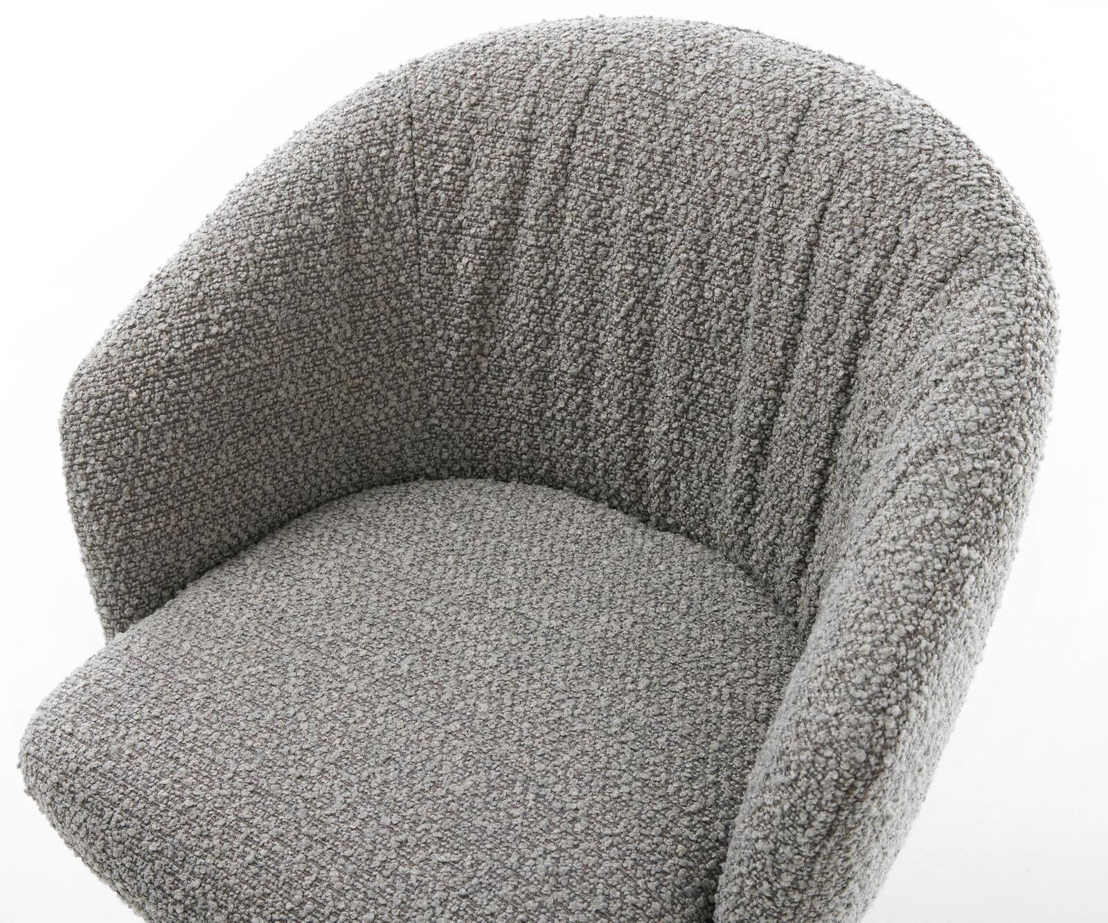 Drehstuhl Caja-Flex mit Armlehnen Bouclé Silbergrau Kreuzgestell breit Effektfinish Titan 360° drehbar Taschenfederkern 3