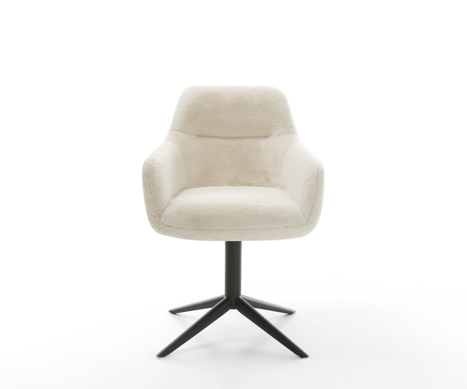 Drehstuhl Pejo-Flex Plüsch Creme-Weiß Fußkreuz Schwarz 360° drehbar Wippfunktion Taschenfederkern 2