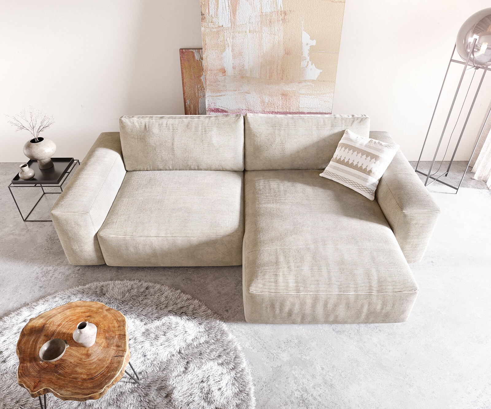 Ecksofa Lanzo XL 270x180 cm Cord Beige Recamiere variabel 3