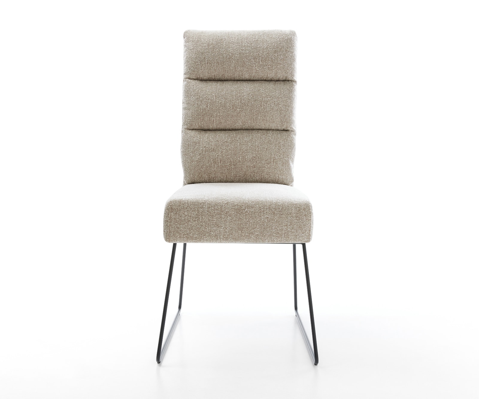 Esszimmerstuhl Pela-Flex Webstoff Soft Beige Kufengestell Schwarz Taschenfederkern 1