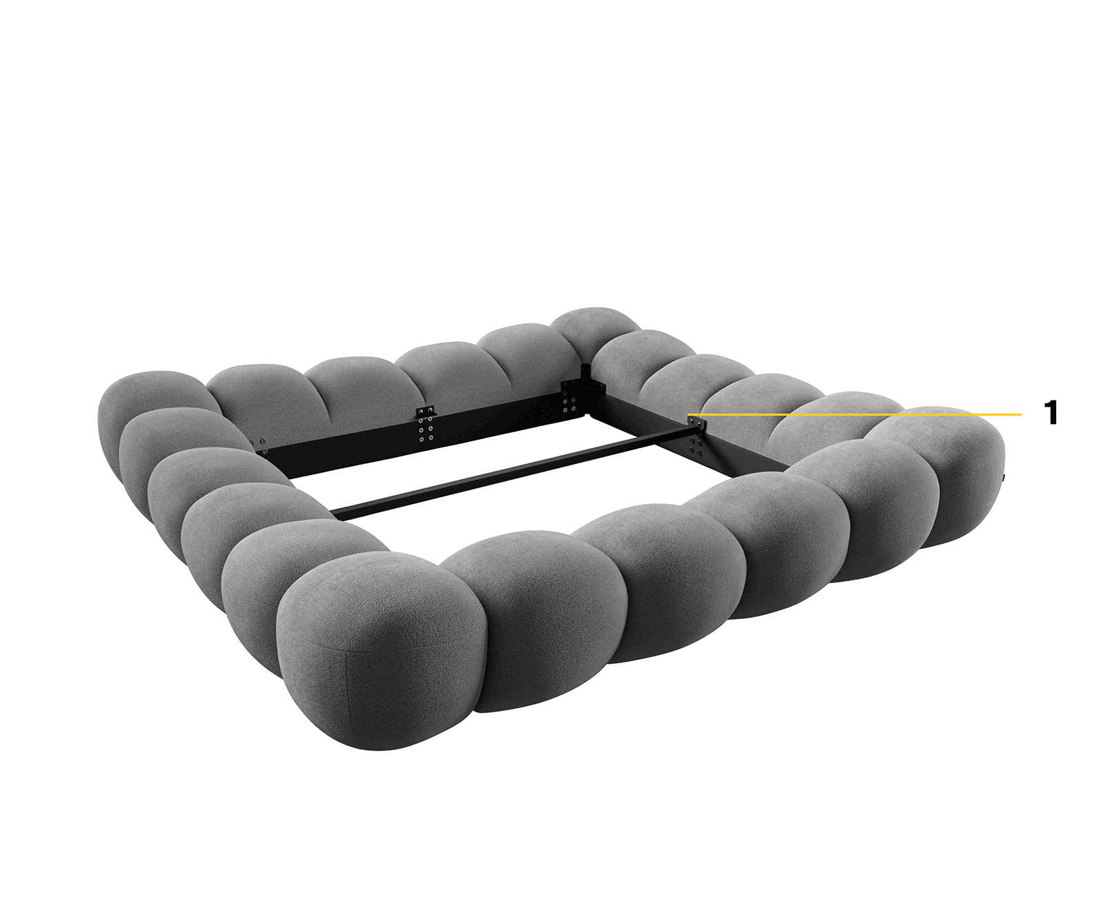 Polsterbettgestell Perlla 180x200 cm Strukturstoff Soft Grau 8