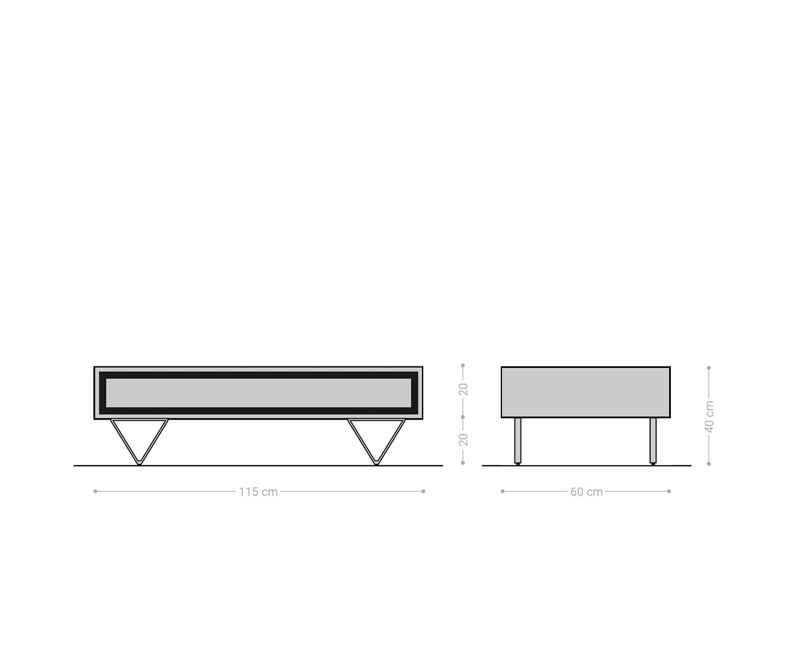 Couchtisch Stonegrace 115x60 cm Akazie Natur 2 Schubladen Steinfurnier 6