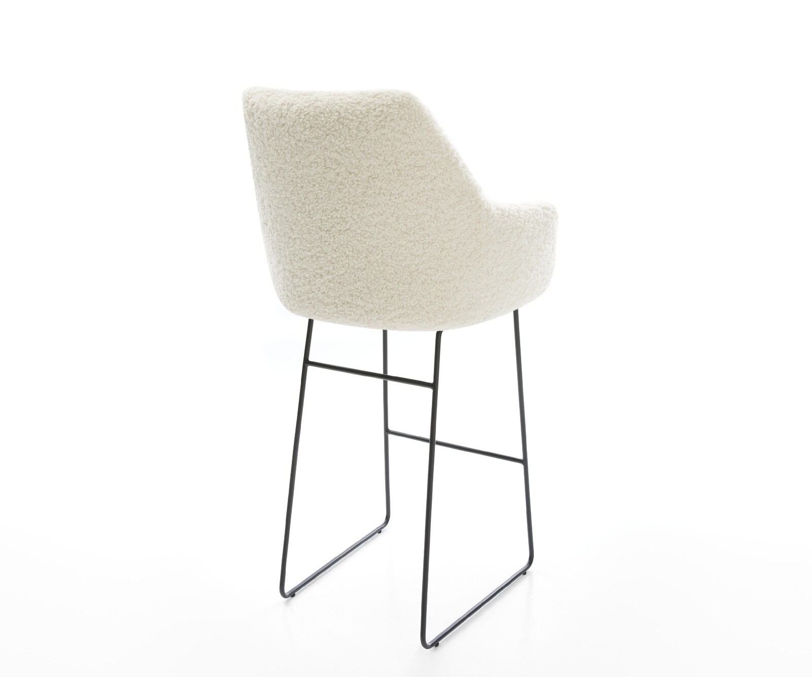 Barstuhl Alja-Flex Teddystoff Beige Kufengestell Metall Schwarz Taschenfederkern 5