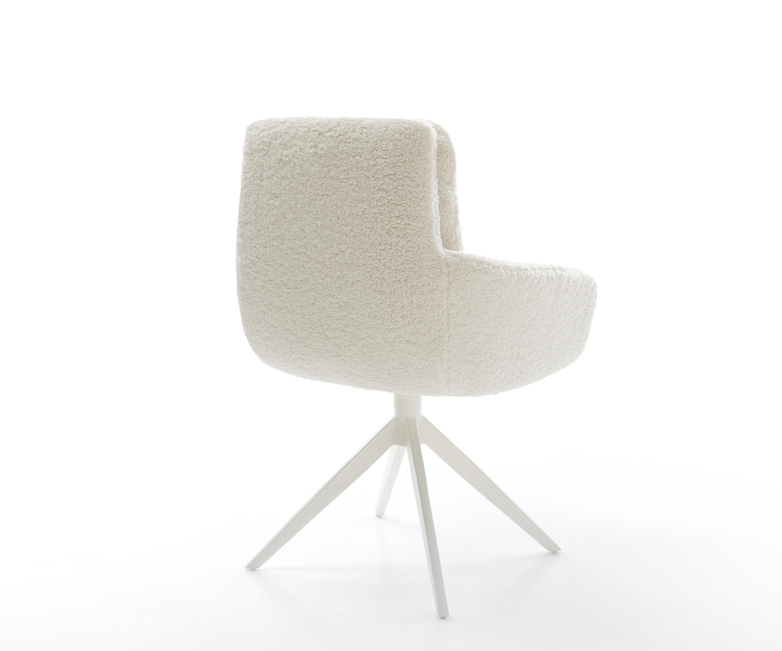 Drehstuhl Abelia-Flex mit Armlehnen Teddystoff Beige Kreuzgestell breit Weiß 360° drehbar Wippfunktion 4