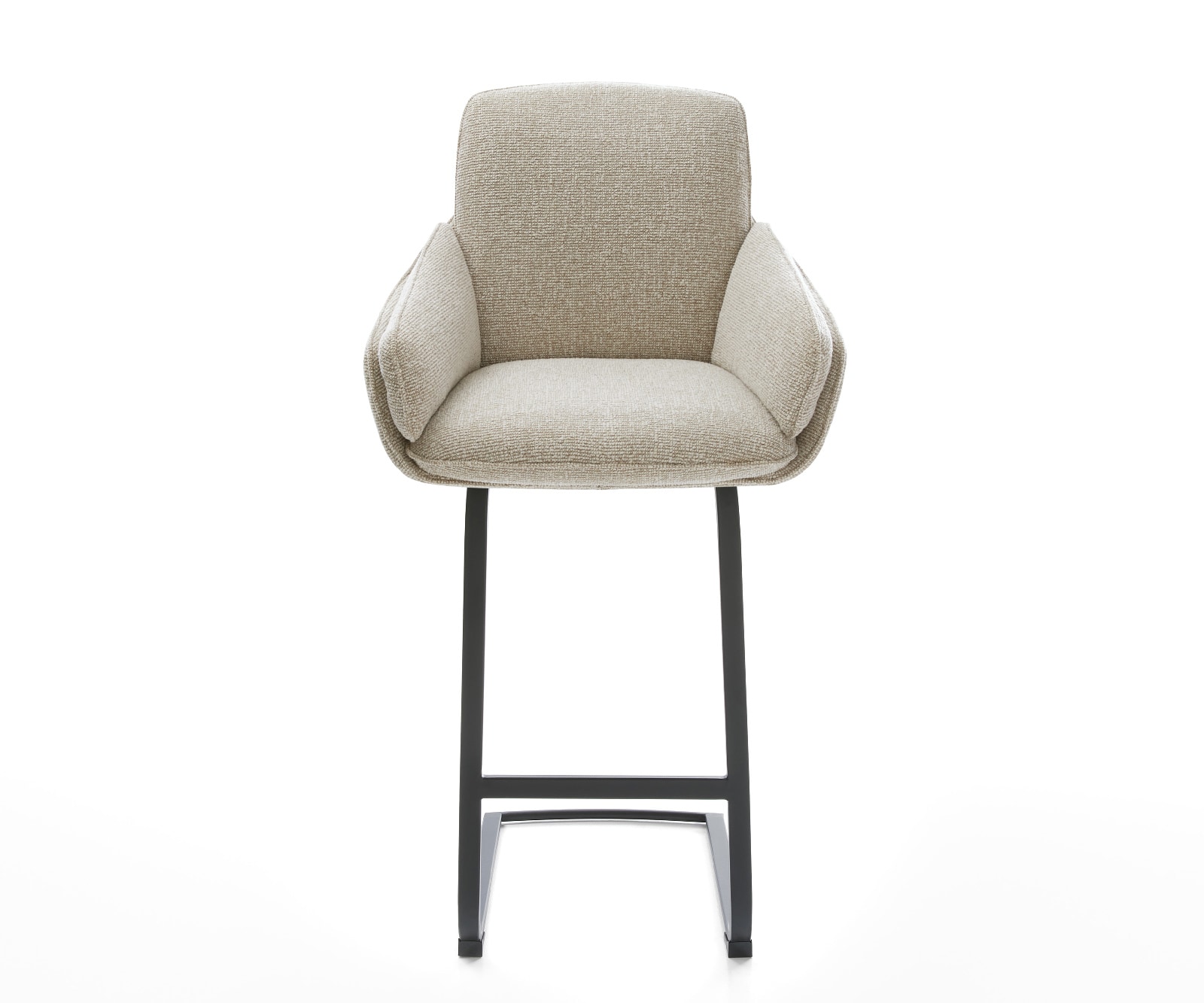 Barstuhl Luan-Flex Webstoff Soft Beige Freischwinger Flach Metall Schwarz 1