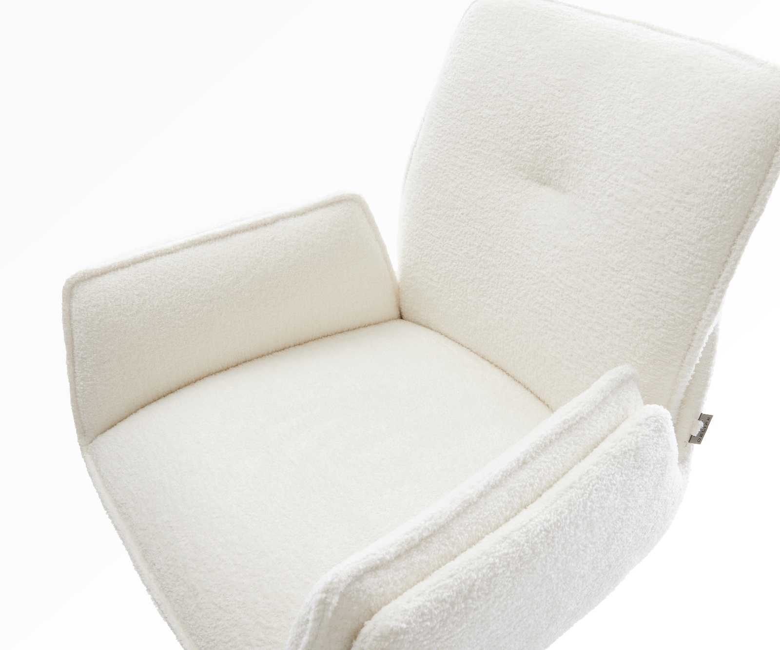 Barstuhl Nela-Flex Bouclé Soft Beige Drehfuß höhenverstellbar Metall Weiß 3