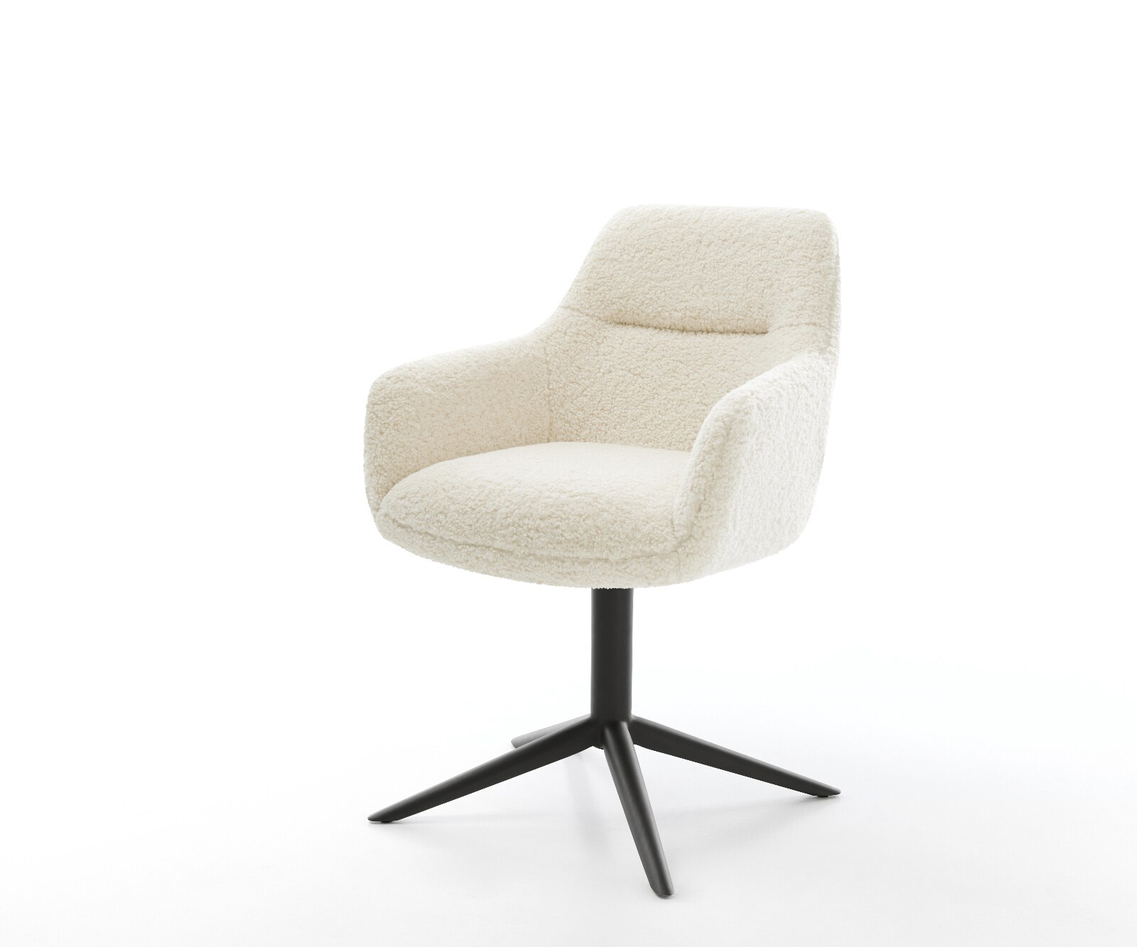 Drehstuhl Pejo-Flex Teddystoff Beige Fußkreuz Schwarz 360° drehbar Wippfunk günstig online kaufen