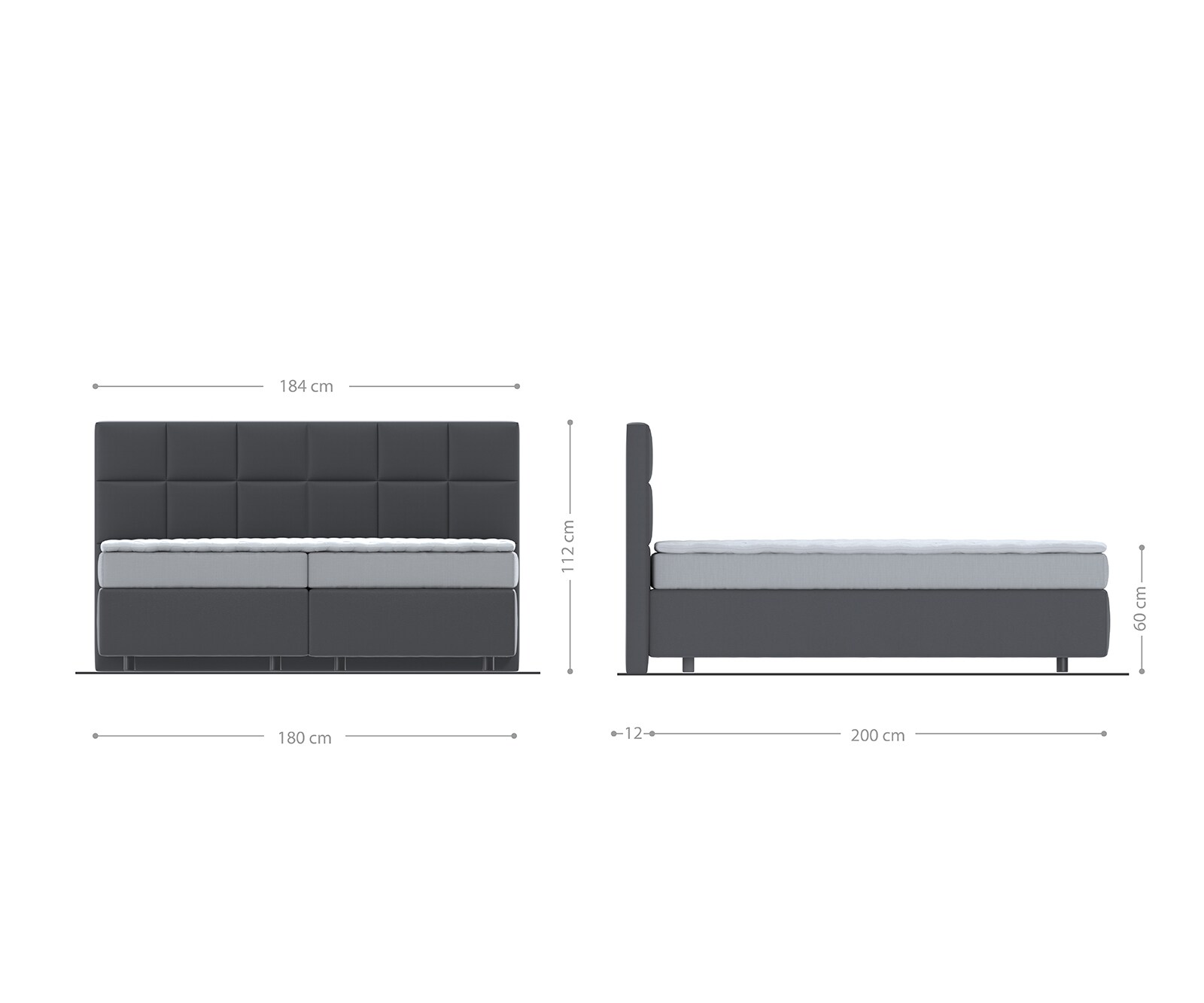 Boxspringbett Dream-Fine 180x200 cm Mikrofaser Anthrazit Vintage mit TFK Matratze und Visco Topper 4