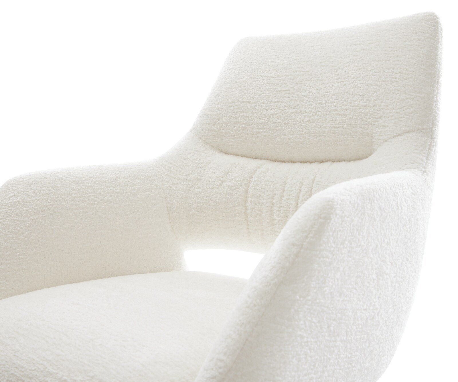 Esszimmerstuhl Yago-Flex mit Armlehnen Bouclé Soft Beige Kufengestell Edelstahl Taschenfederkern 3